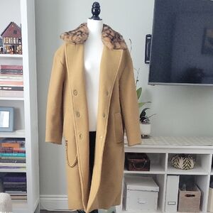Coach Camel Coat with Gold Button